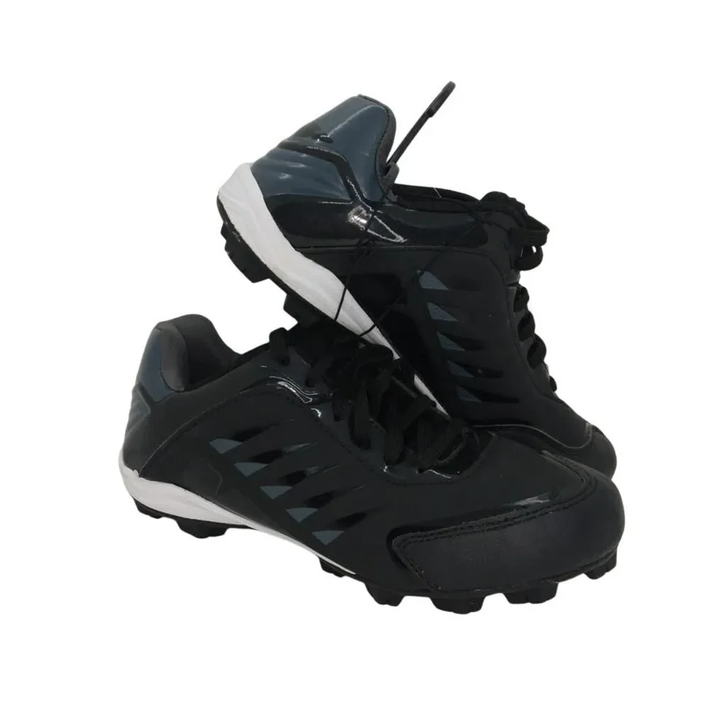 ATHLETIC WORKS Boys New Black & Gray Baseball Sneakers -Size: 6